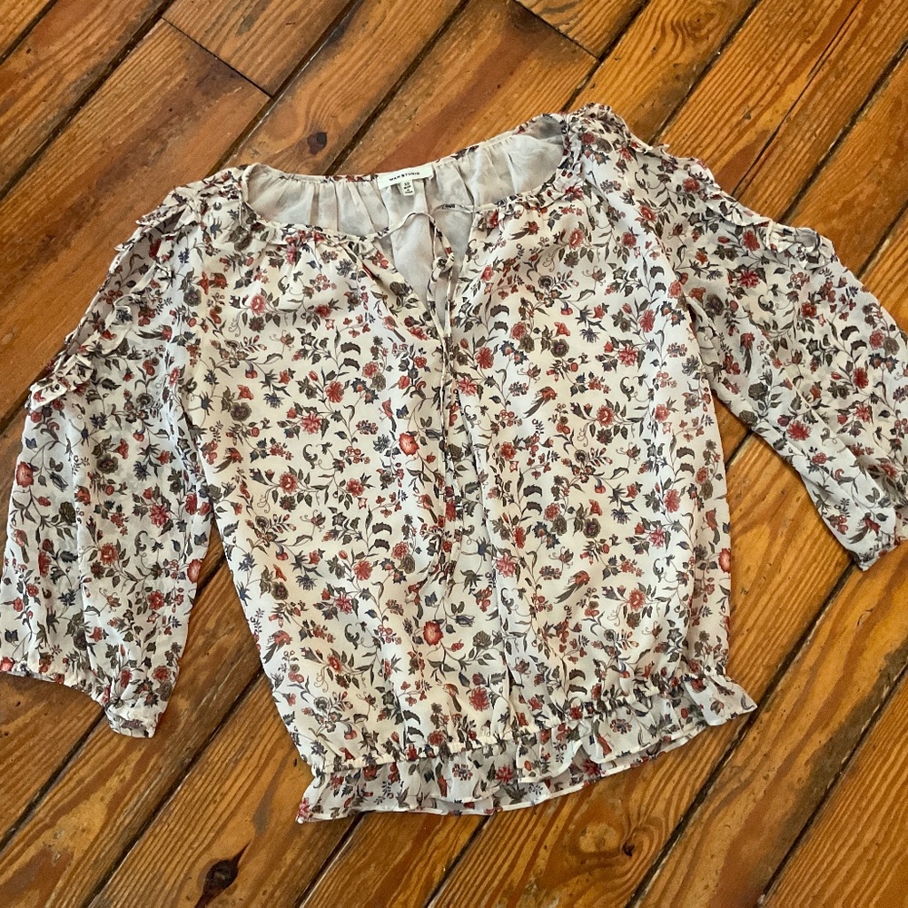 Max Studio Floral Cold Shoulder Blouse